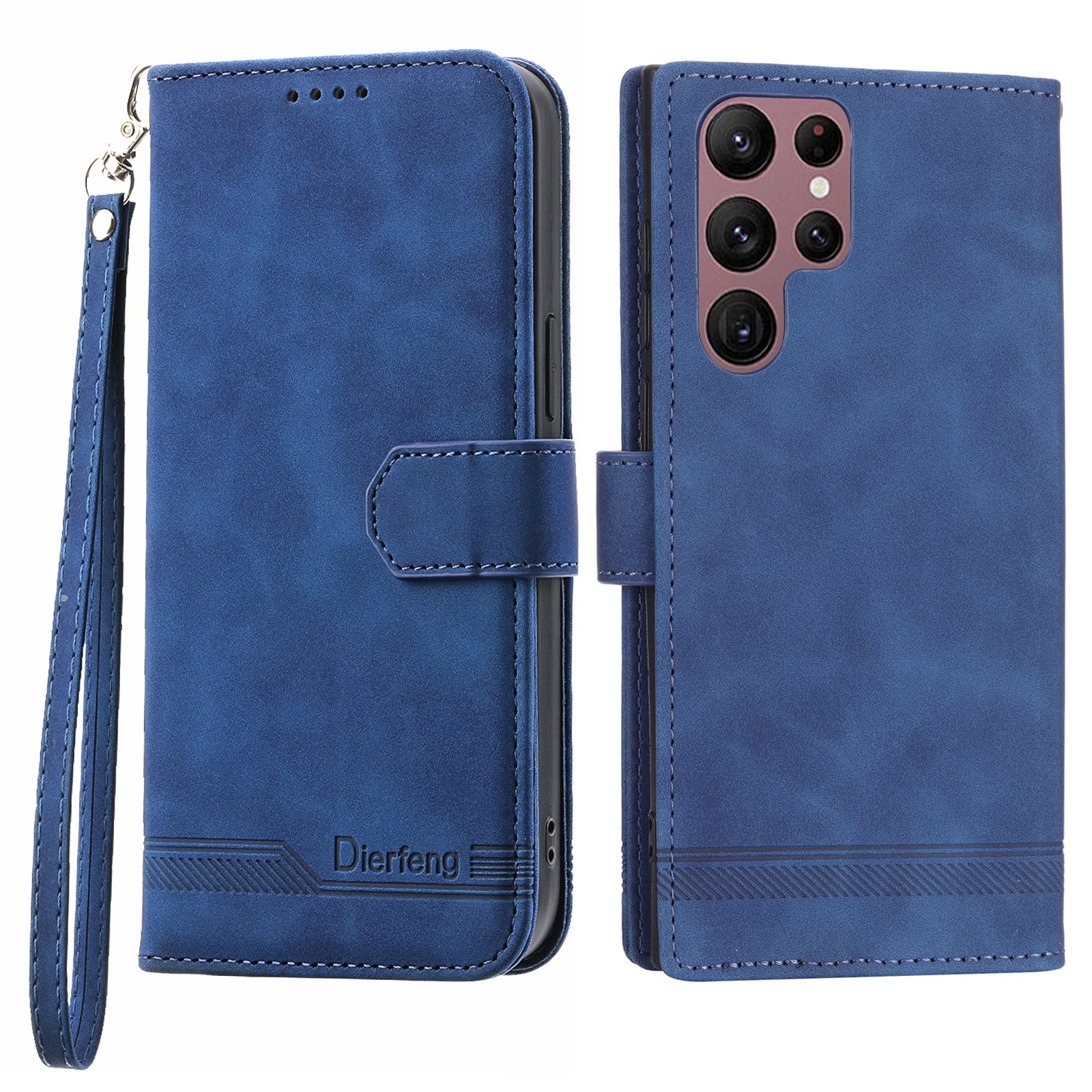 DIERFENG DF-03 Stand Wallet Phone Case for Samsung Galaxy S22 Ultra 5G PU Leather Lines Imprinted Cell Phone Cover DIERFENG DF-03 Stand Wallet Phone Case for Samsung Galaxy S22 Ultra 5G PU Leather Lines Imprinted Cell Phone Cover